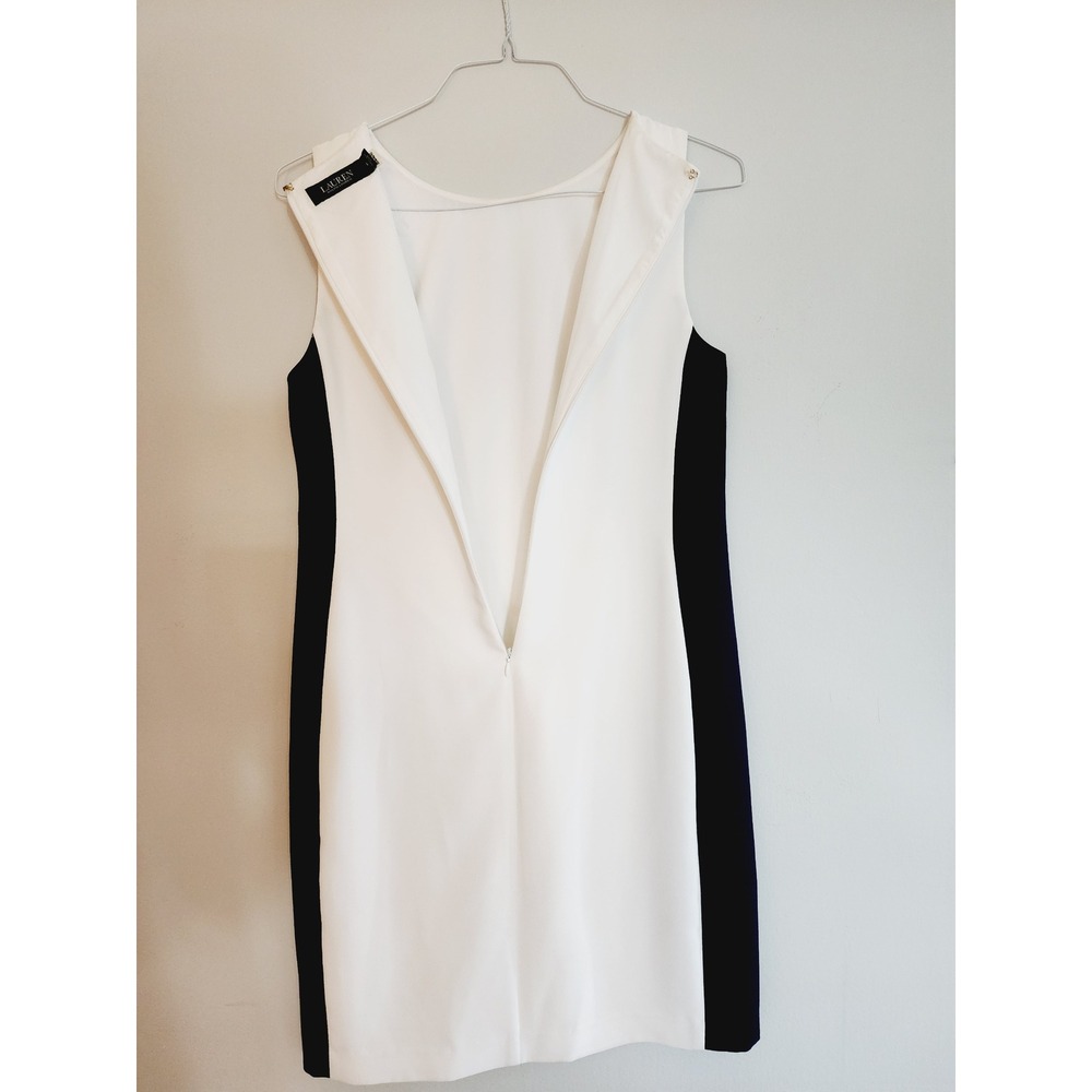 Lauren Ralph Lauren Womens Colorblock Sheath Dress Navy White Size 8 - Picture 9 of 15